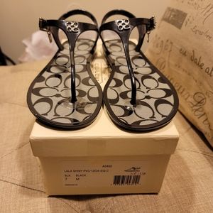 Coach Lala PVC Signature Sandal Black White A0492